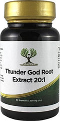 Thunder God Root on shelf display emphasizing non-GMO gluten-free formulation
