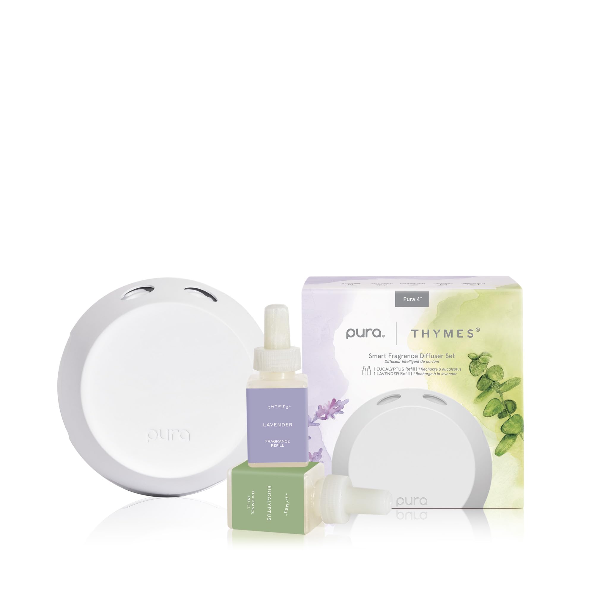 Thymes Pura 4 diffuser in a living room delivering fragrance