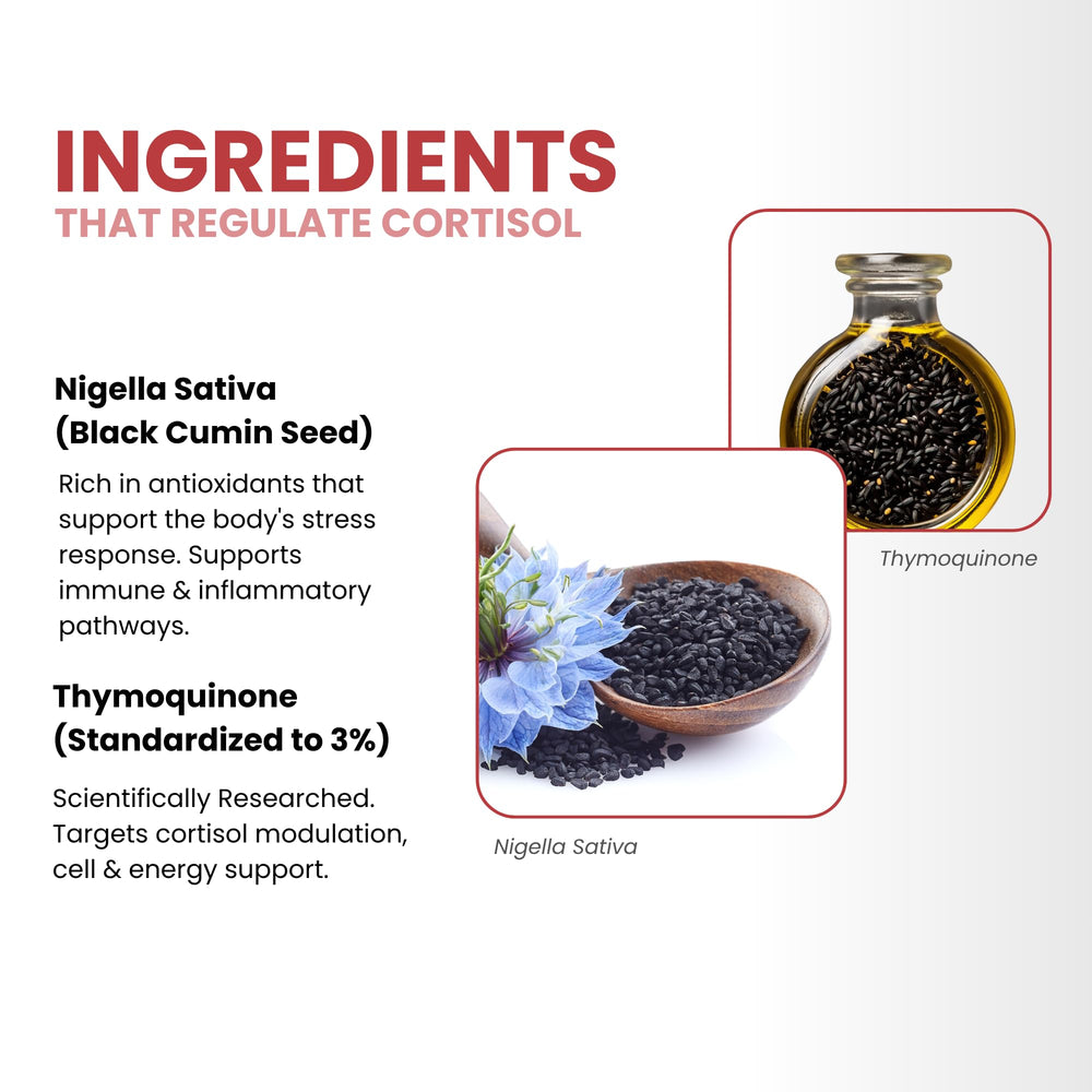 Sleek packaging visuals suggesting premium cortisol support supplement