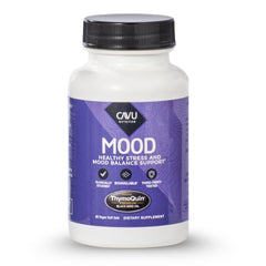 ThymoQuin Mood softgel bottle front for on-the-go mood support.