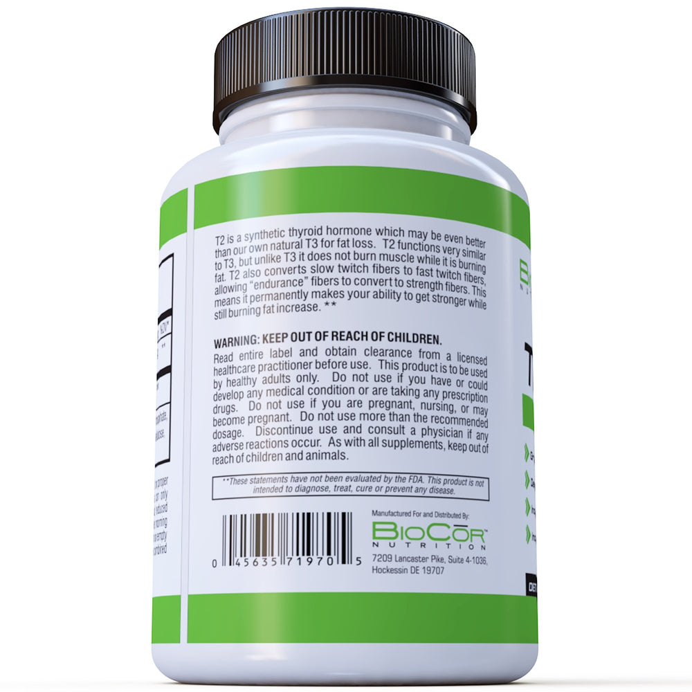 Close-up of Thyro-T2 caplets showing stimulant-free formula for steady energy.