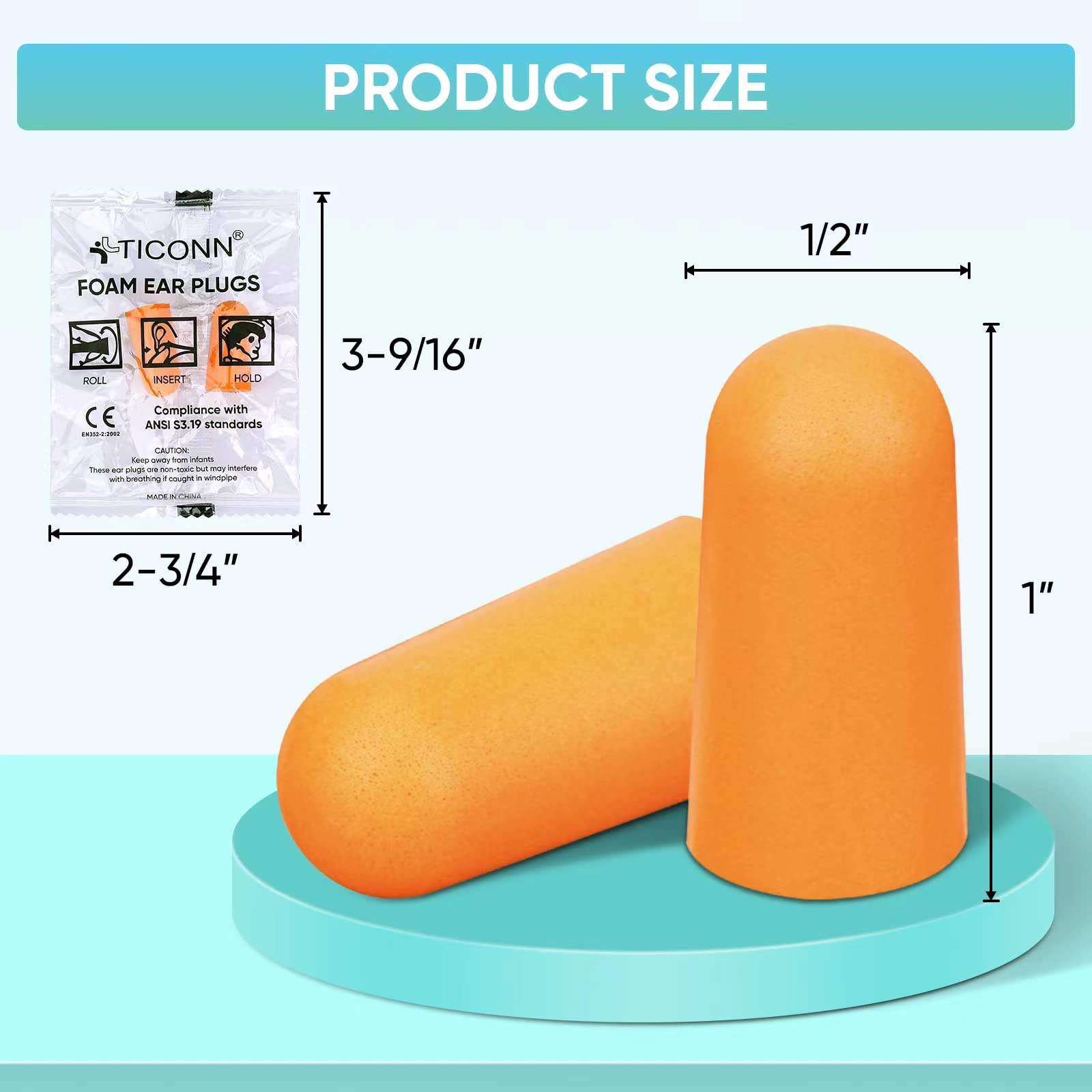TICONN foam ear plugs show comfortable all-day wear with soft foam