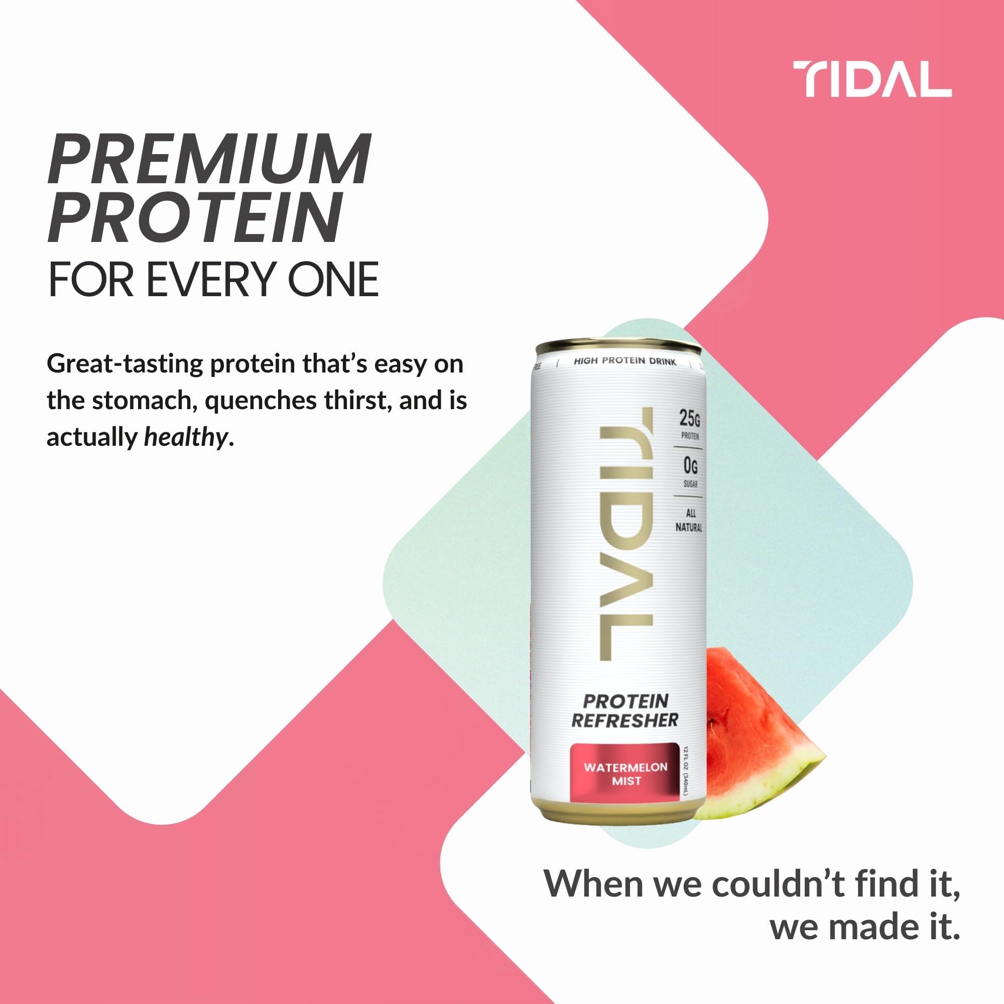 TIDAL Protein Refresher Watermelon Mist glass close-up emphasizes crisp flavor.