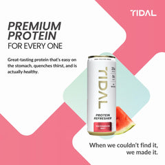 TIDAL Protein Refresher Watermelon Mist glass close-up emphasizes crisp flavor.
