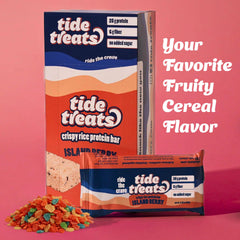 Tidetreats Crispy Rice Bar Island Berry at a desk or bag for study or work