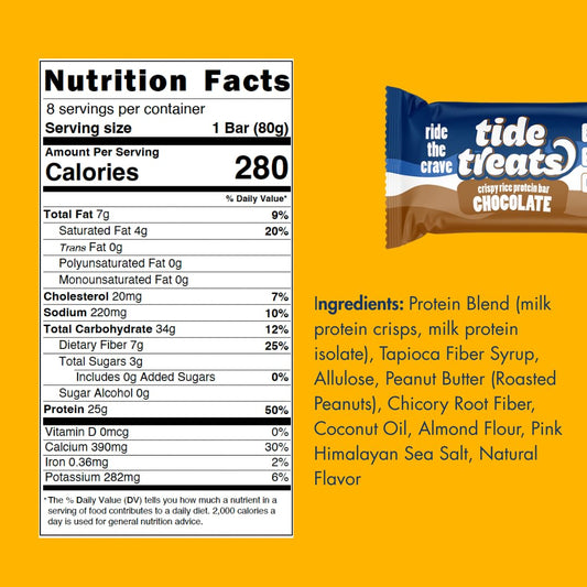 Tidetreats Crispy Rice Bar on shelf highlights grab-and-go nutrition.