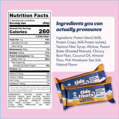 TideTreats Crispy Rice Bar peanut butter close-up emphasizes crunchy texture.