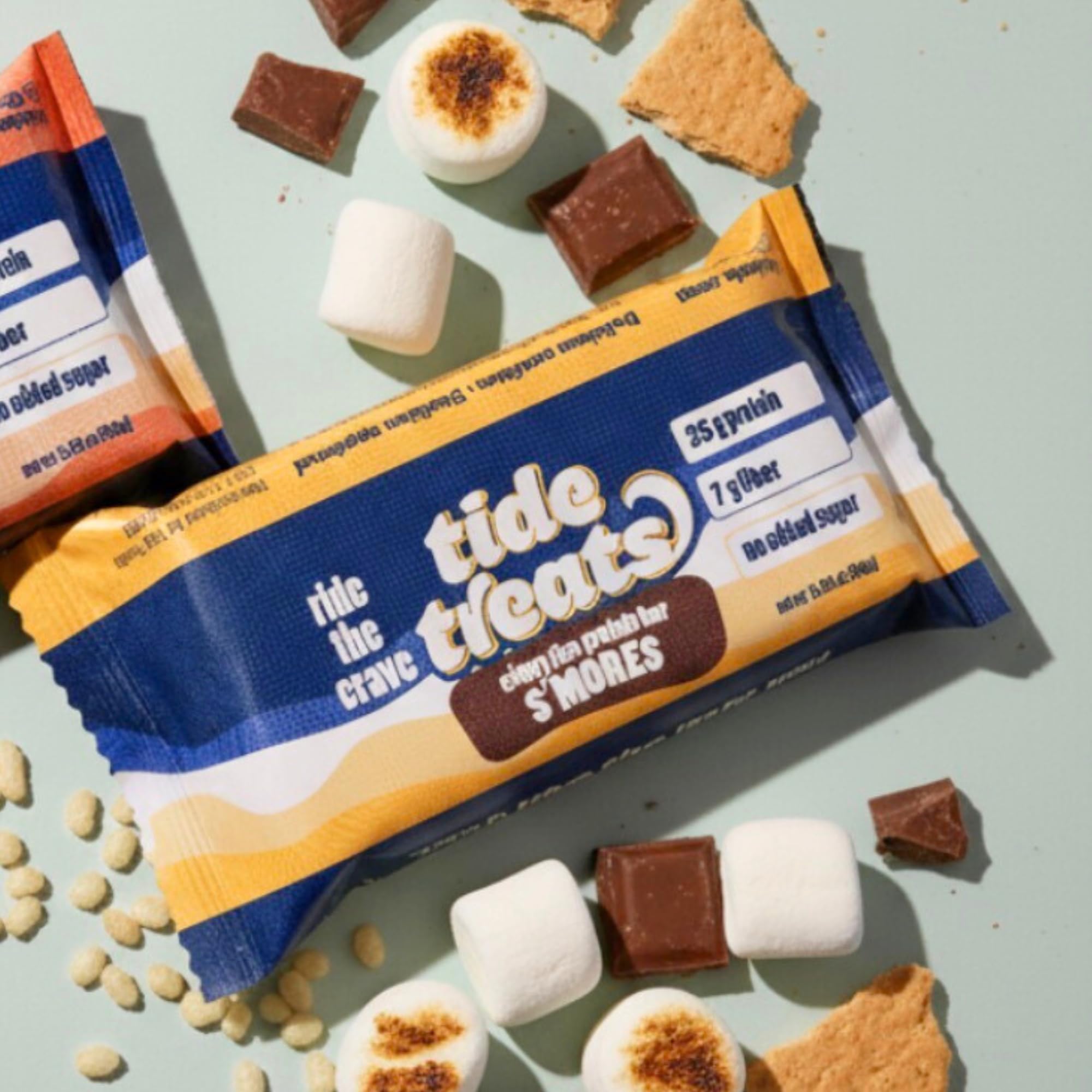 Tidetreats Crispy Rice Protein Bar in a gym bag.