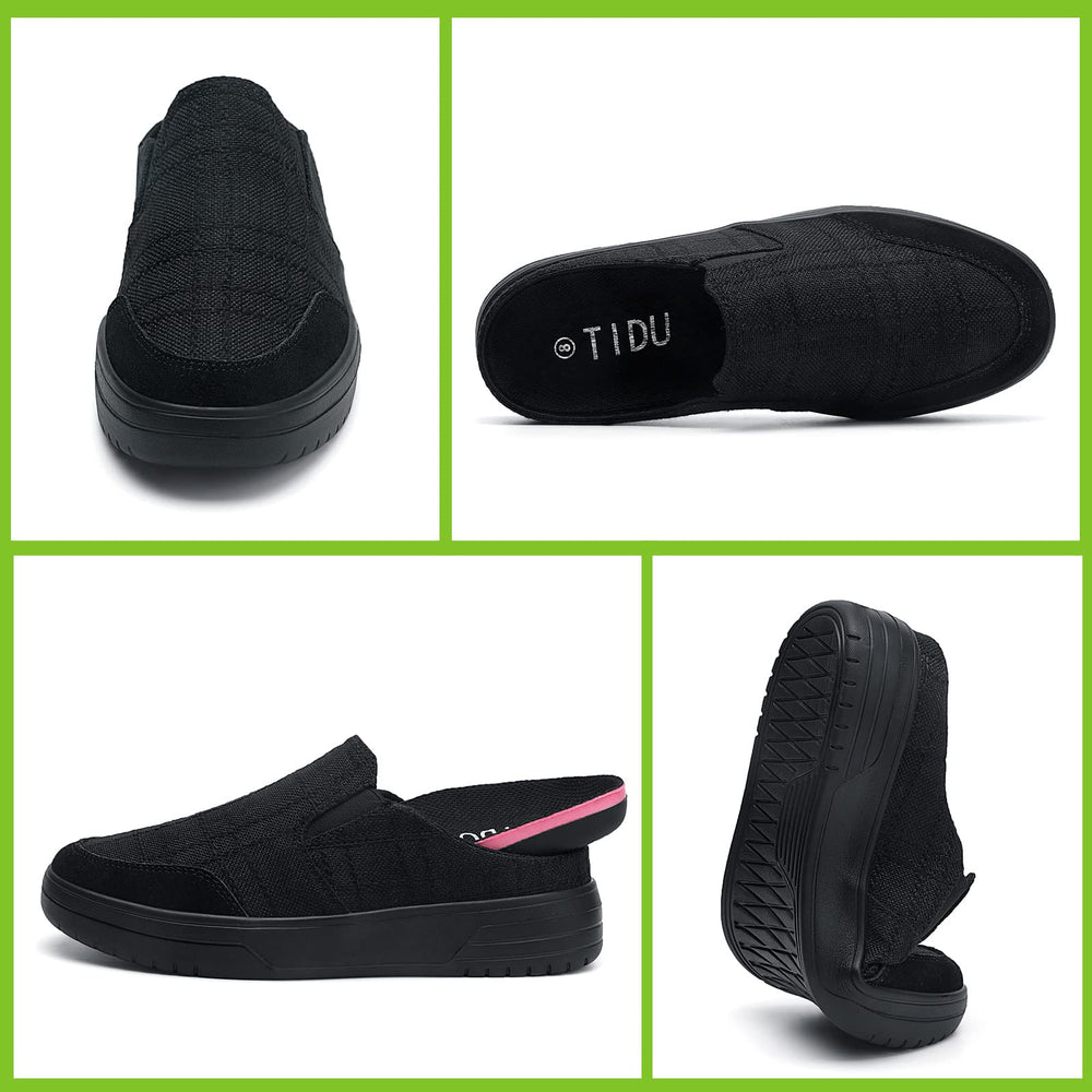 TIDU women’s slip-ons offer a deep cup heel for stability.