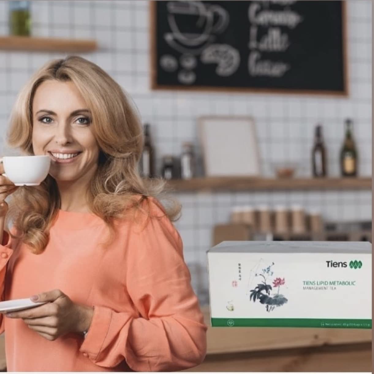 TIENS Lipid Metabolic Management Tea final brew shows vibrant amber notes