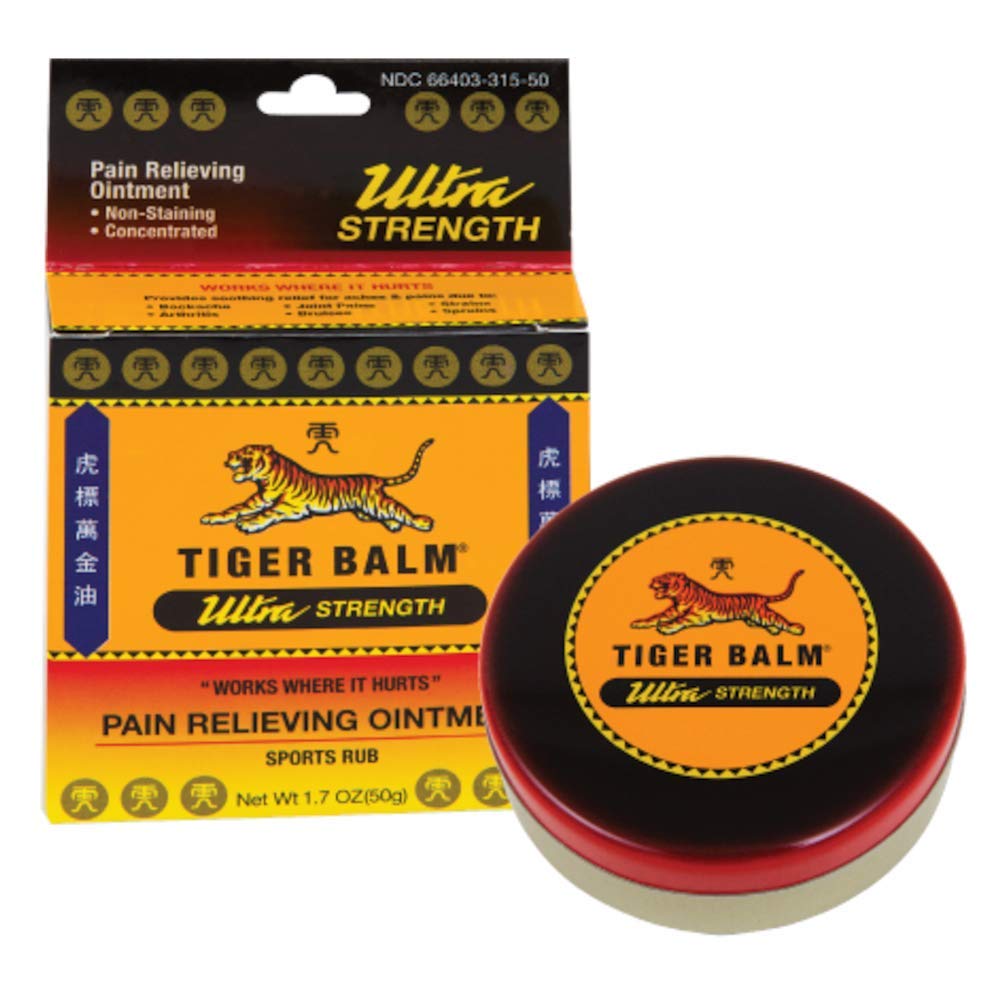 Tiger Balm pack of three jars shown for home and gym convenience