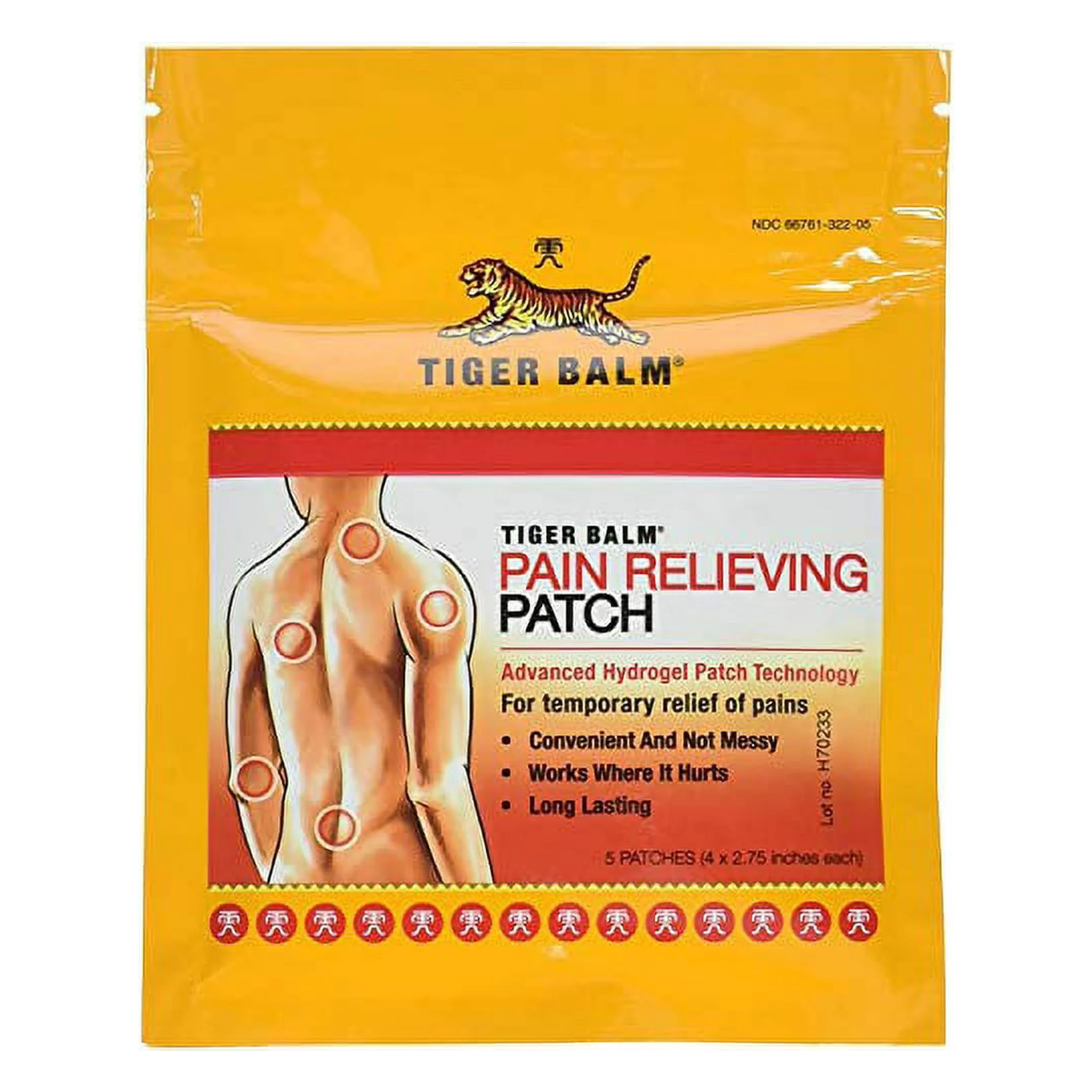 Tiger Balm Patch adhesive close-up highlights the backing for easy wear