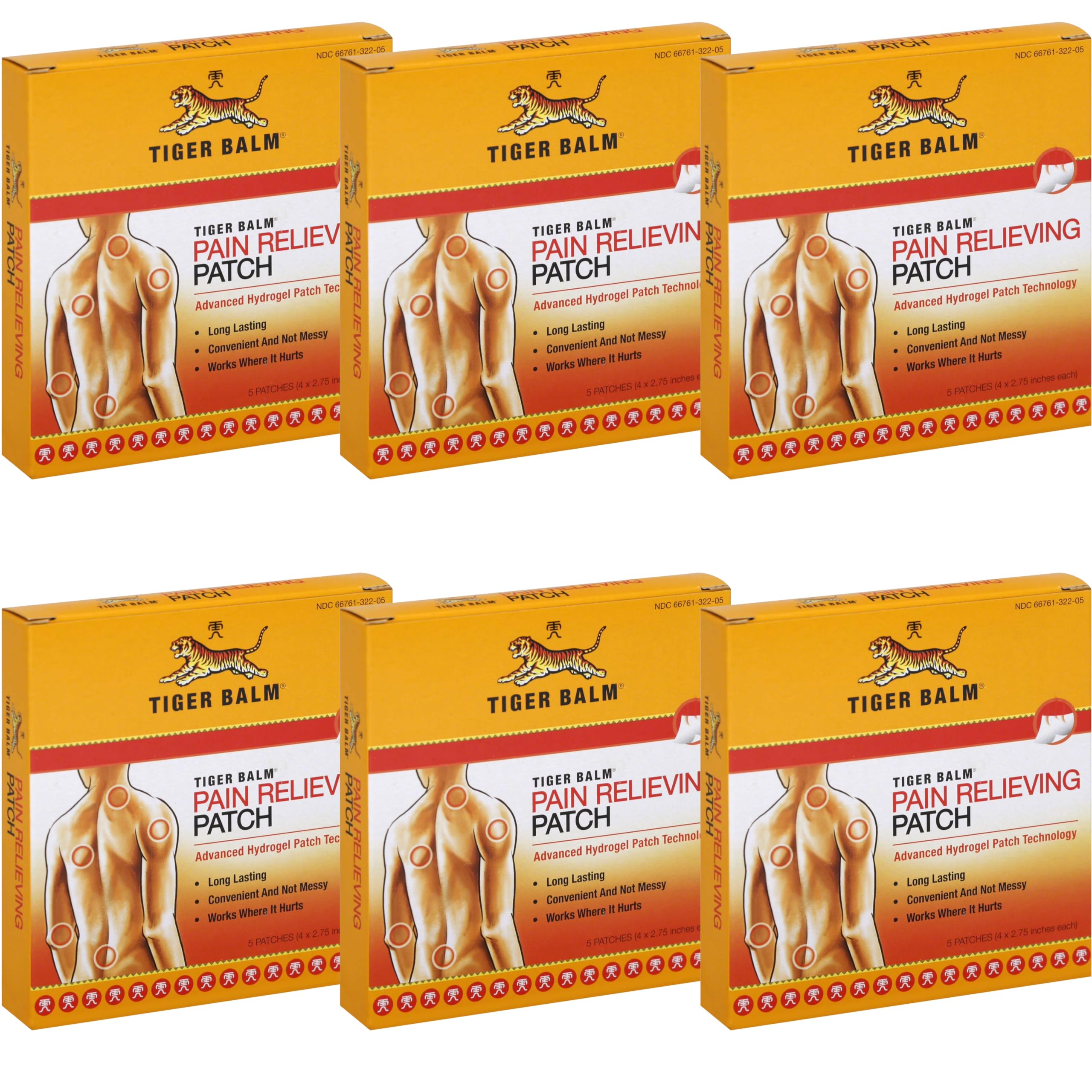 Tiger Balm Patch box front showing packaging for targeted relief