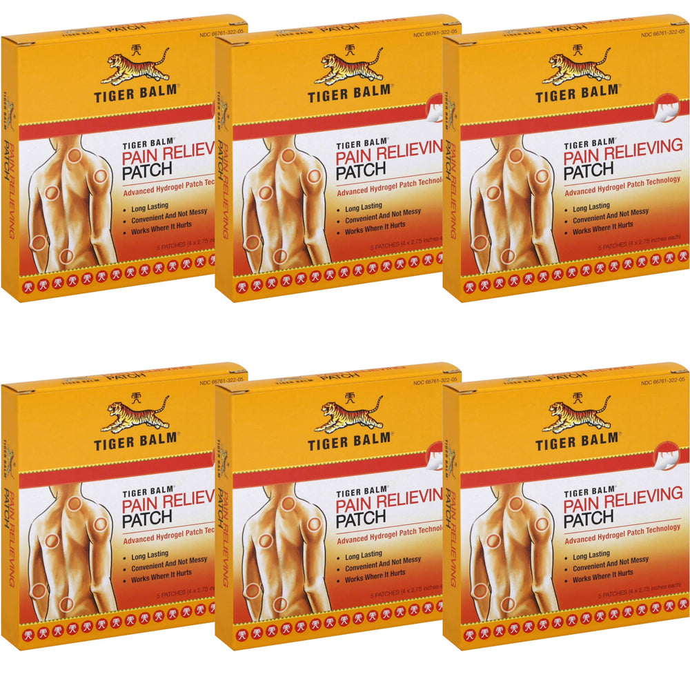 Tiger Balm Patch box front showing packaging for targeted relief