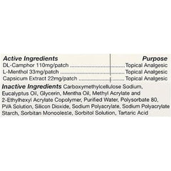 Tiger Balm Patch inactive ingredients list includes eucalyptus and mentha oils