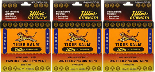 Tiger Balm Sport Rub Ultra Strength 3-pack tub for quick muscle and joint relief