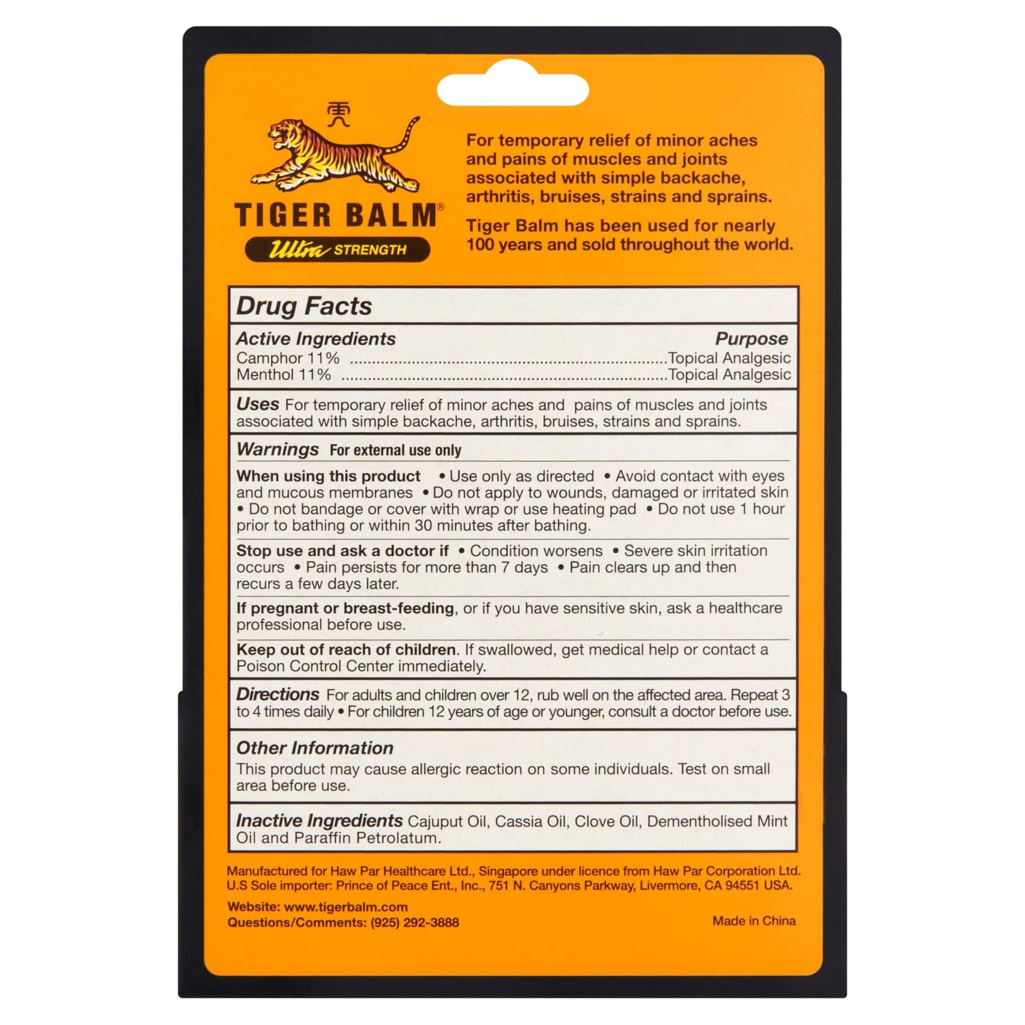 Compact Tiger Balm Ultra Strength in a bag for on-the-go relief