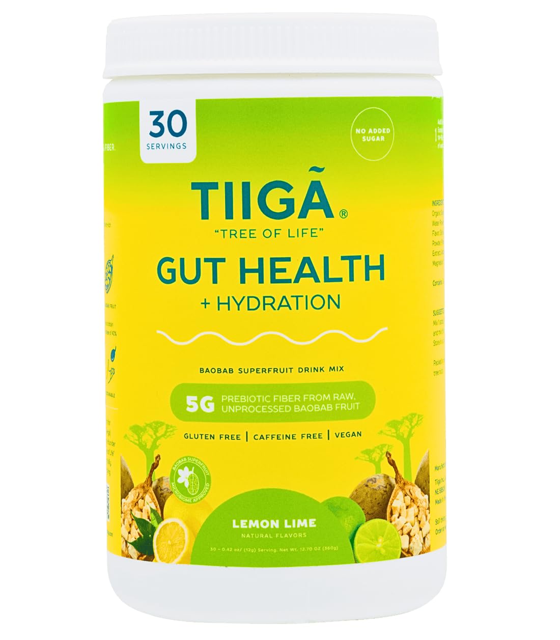 Tiiga gut health hydration lemon-lime glass showing a refreshing electrolyte-infused drink