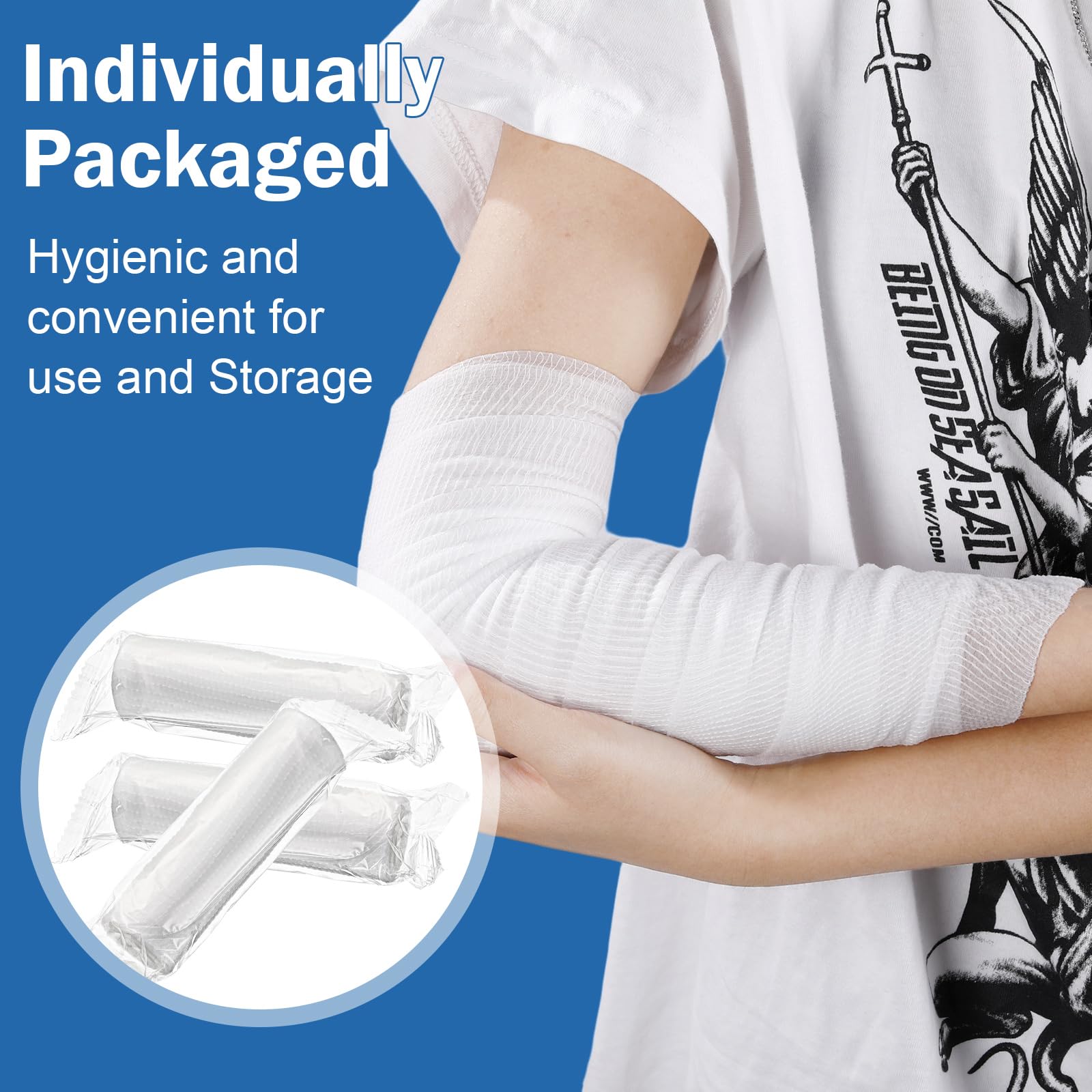 Timgle roll with tapes shows non-woven tapes for secure wrapping.