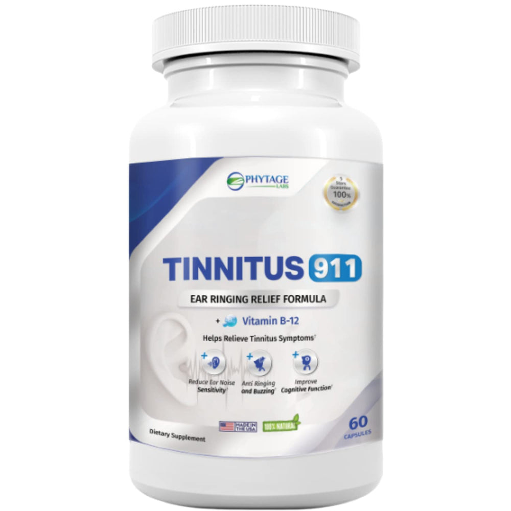 Tinnitus 911 bottle front view, convenient daily supplement packaging.