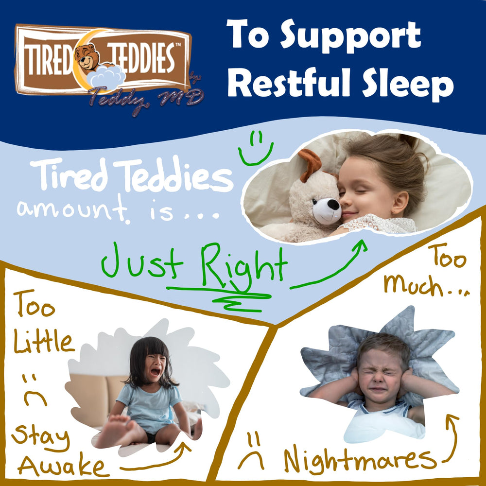 Tired Teddies chamomile, lemon balm, and wild lettuce blend complements melatonin.
