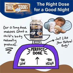 Tired Teddies kid-friendly sleep supplement with teddy bears in a chewable format.