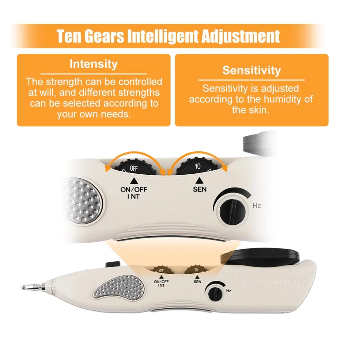 Tirisia acupuncture pen heads with three massage tips for targeted relief.