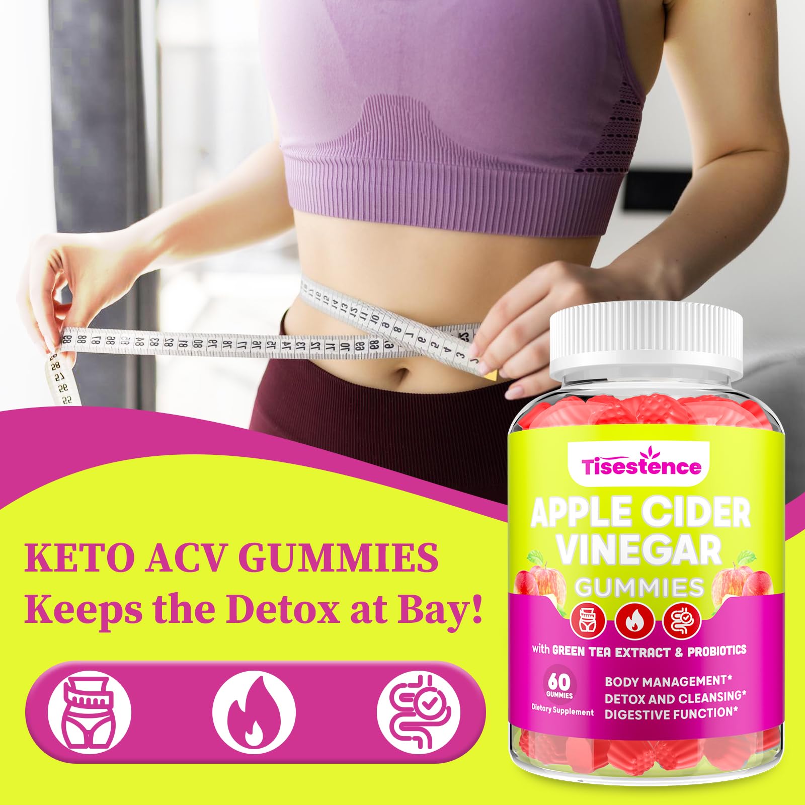 Tisestence gummies serving pour illustrates easy daily intake and energy-friendly routine.