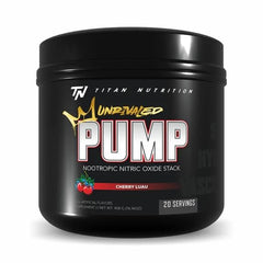 Titan Nutrition Pump Unrivaled Cherry Luau bottle for enhanced vascularity during workouts