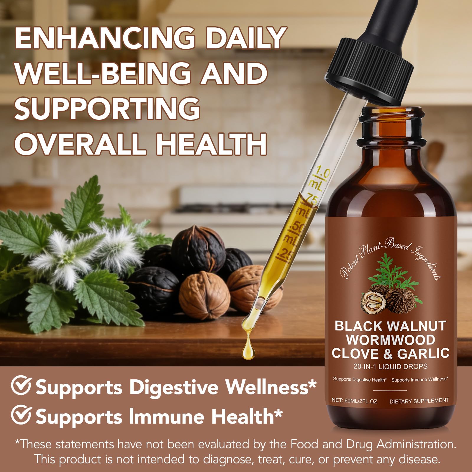 Tiuedu herbal blend ingredients displayed, featuring the 20-in-1 formula.