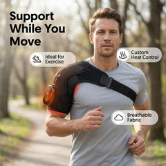 Tizwis Shoulder Heating Pad worn on the shoulder for ergonomic comfort during long days.