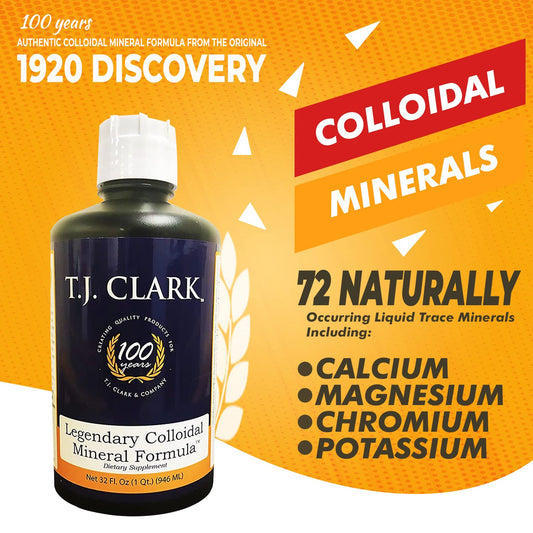 T.J. Clark Legendary mineral formula bottle pour showing easy dosage and use