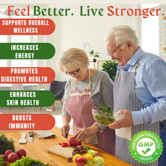 TM NATURALS fruit-veggies label view emphasizes clean vegan formula for peace of mind.