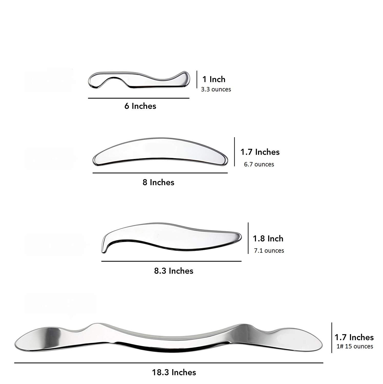 TML Tools IASTM stainless steel tools with polished finish for smooth gliding
