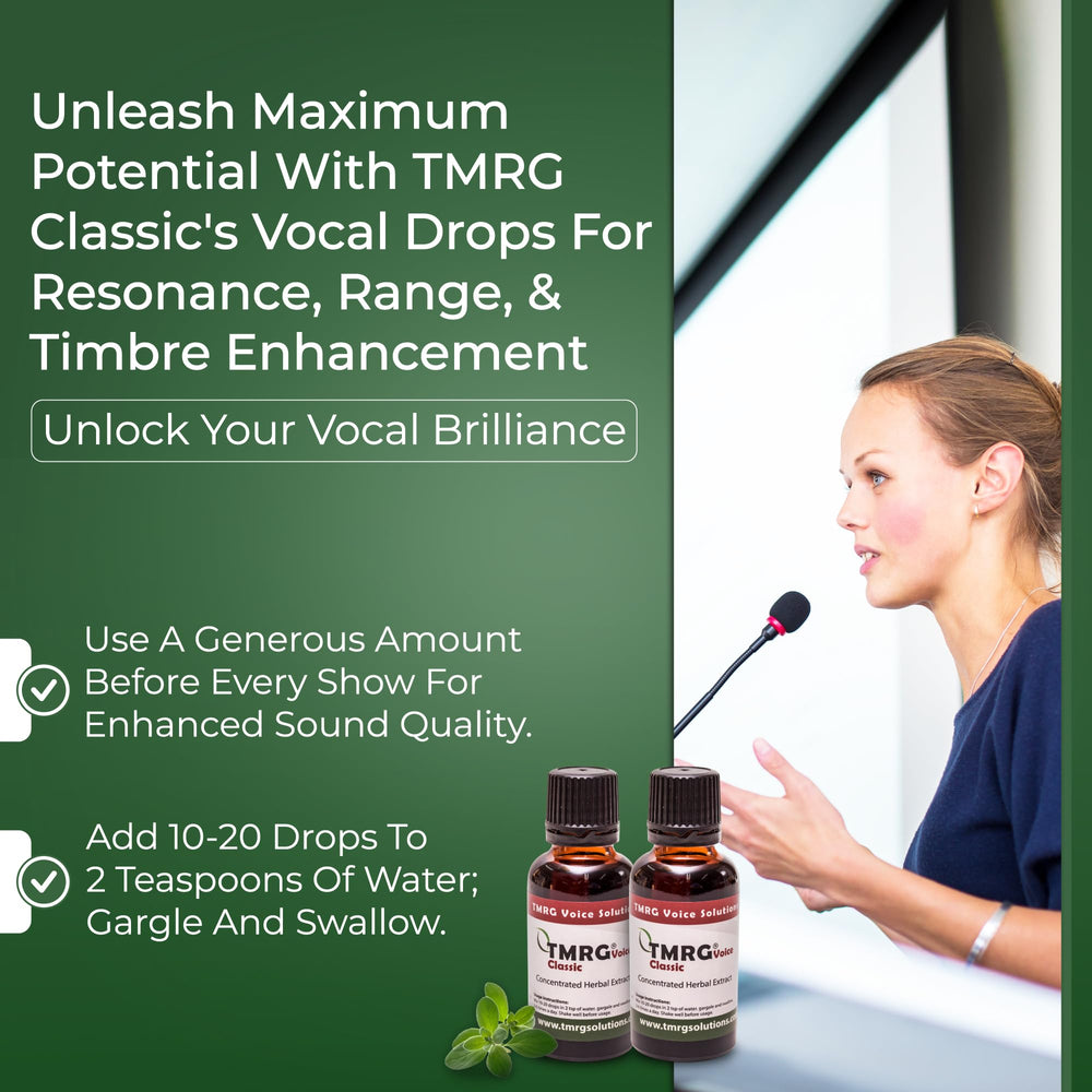 Product label close-up highlighting natural vocal support and usage tips.