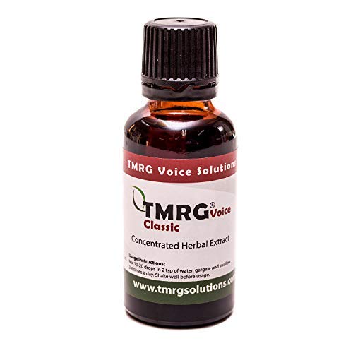 Swallowing the drops after gargling for throat comfort during a show.