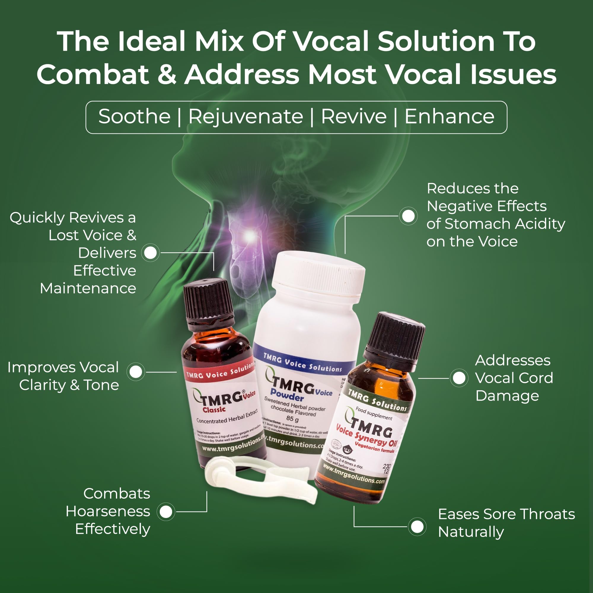TMRG Powerful Vocal Recovery Kit Large Cocoa-flavored herbal powder jar supports daily maintenance