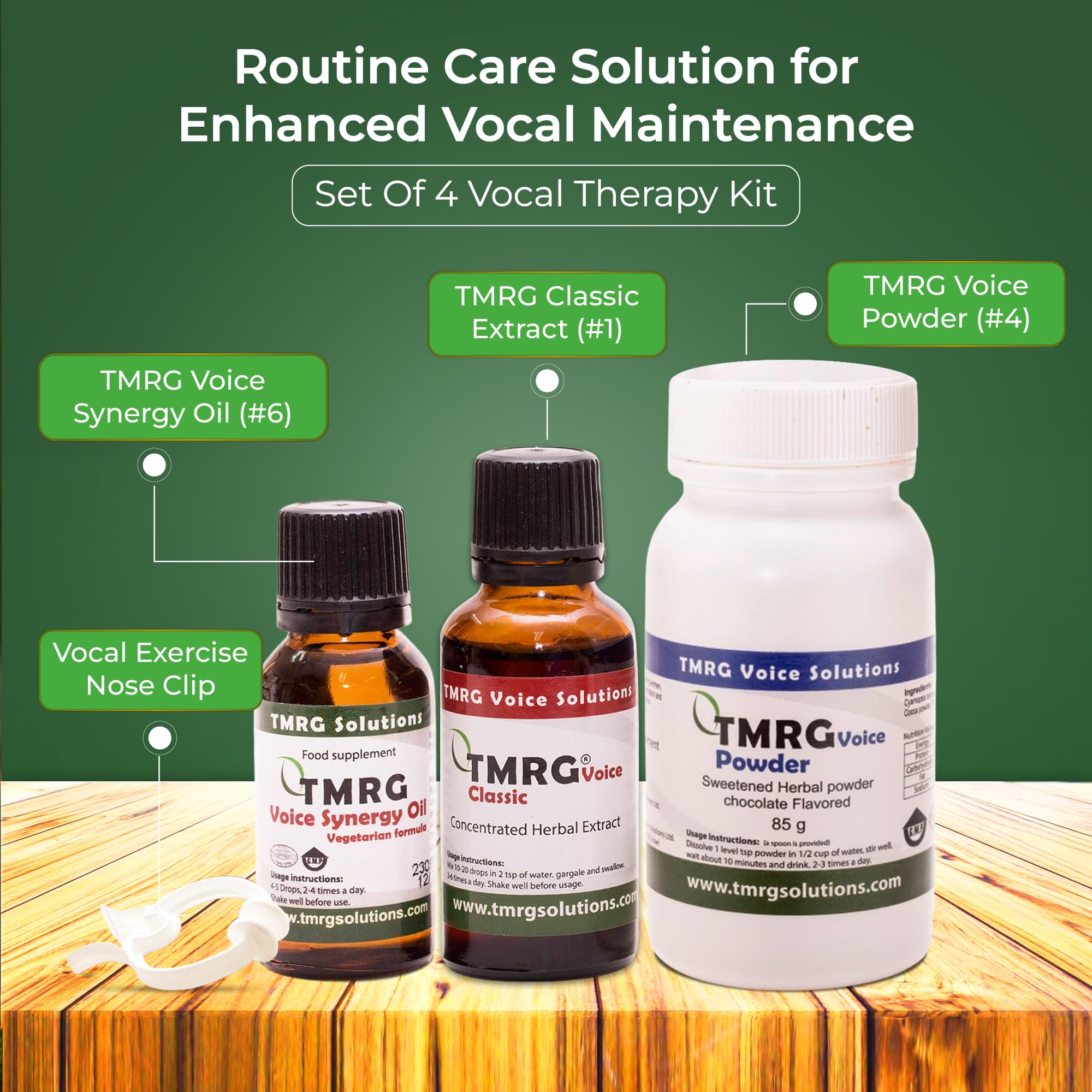 TMRG Powerful Vocal Recovery Kit Large Synergy Oil bottle offers soothing vocal support