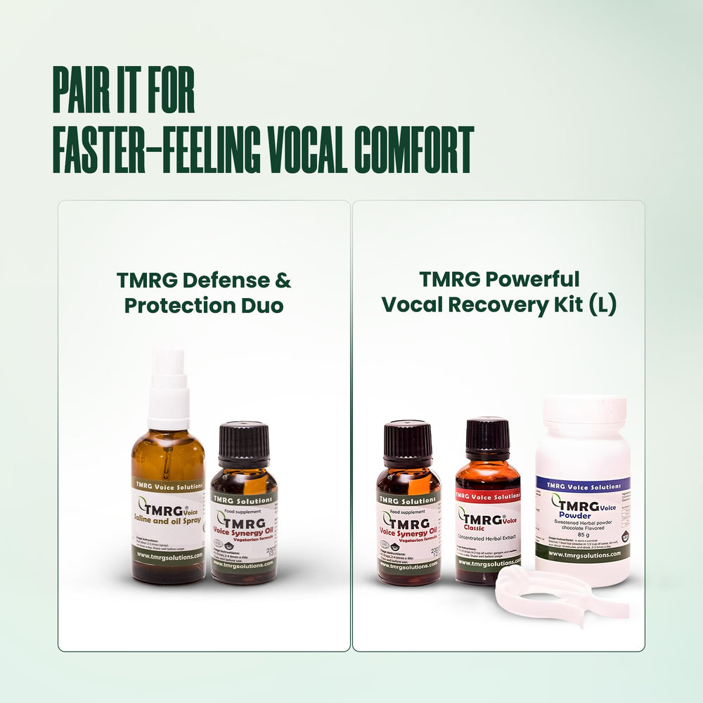 Travel pack of TMRG Voice Synergy Oil for on-the-go use
