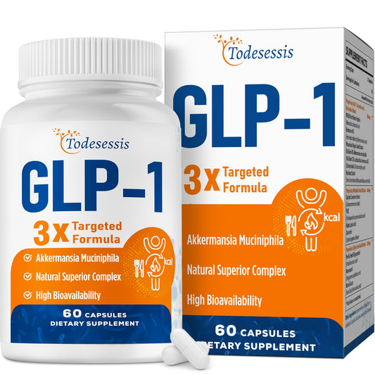 Todesessis GLP-1 Women bottle front—vegan 60-cap capsule supplement for balanced fullness