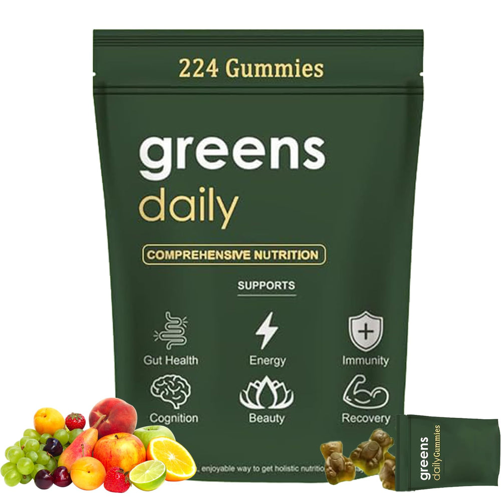 TOGOLIUN Greens Gummies bottle with chlorella and spirulina for daily greens.