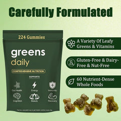 TOGOLIUN Greens Gummies closeup texture showing bite-sized gummies.