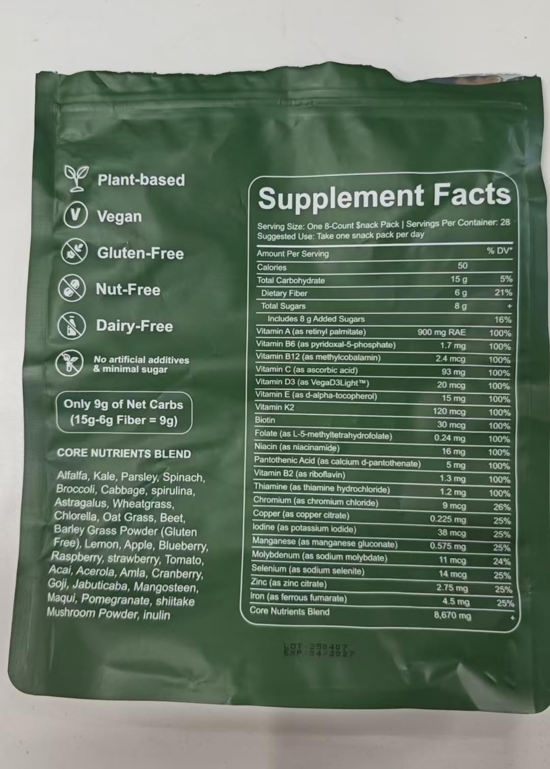 TOGOLIUN Greens Gummies gummy pile with bright green color and bite.