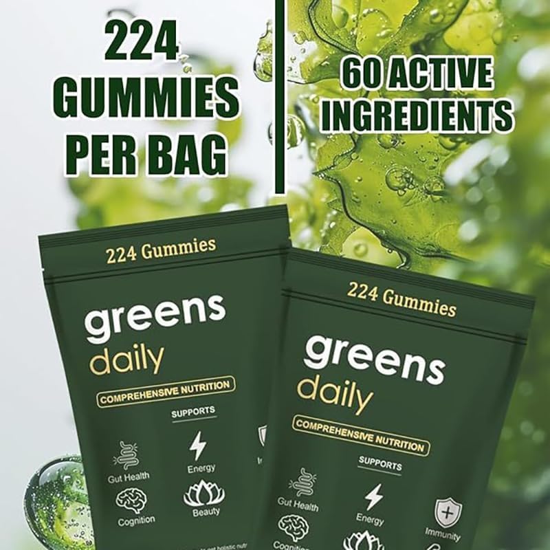 TOGOLIUN Greens Gummies serving on hand, convenient daily dose.