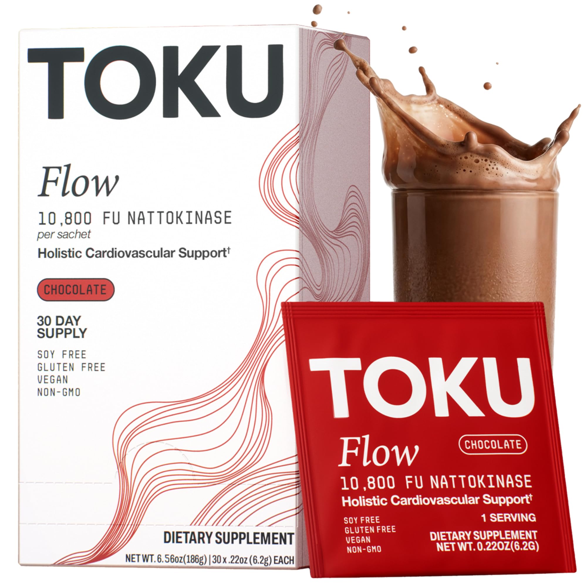 Toku Flow packaging highlights convenient daily use for a plant-based supplement