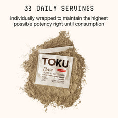 Toku Flow powder being stirred into water for morning ritual.