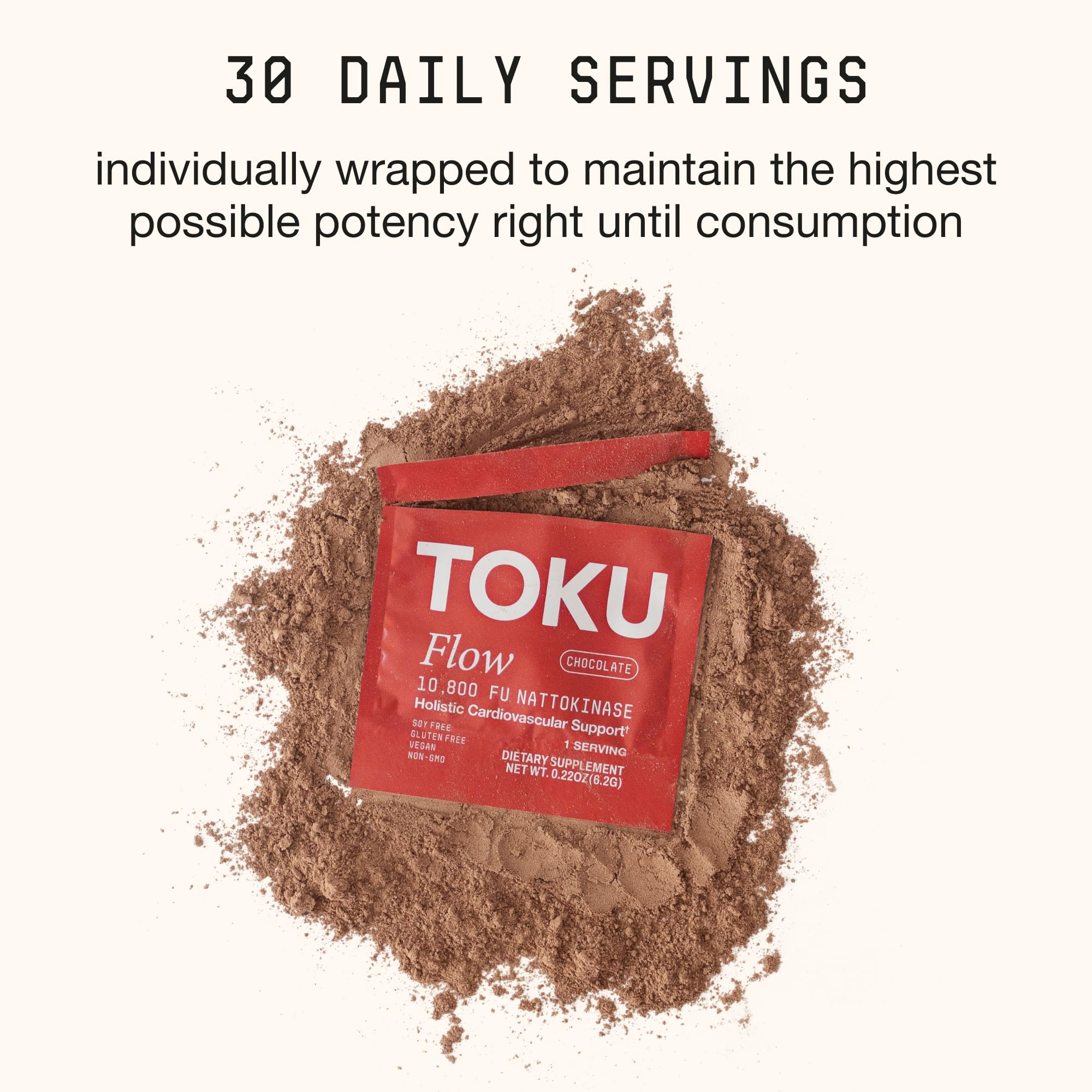 Single-serve packets of Toku Flow for on-the-go use