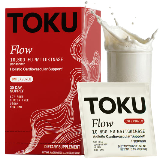Toku Nattokinase bottle front with plant-based soy-free formula.