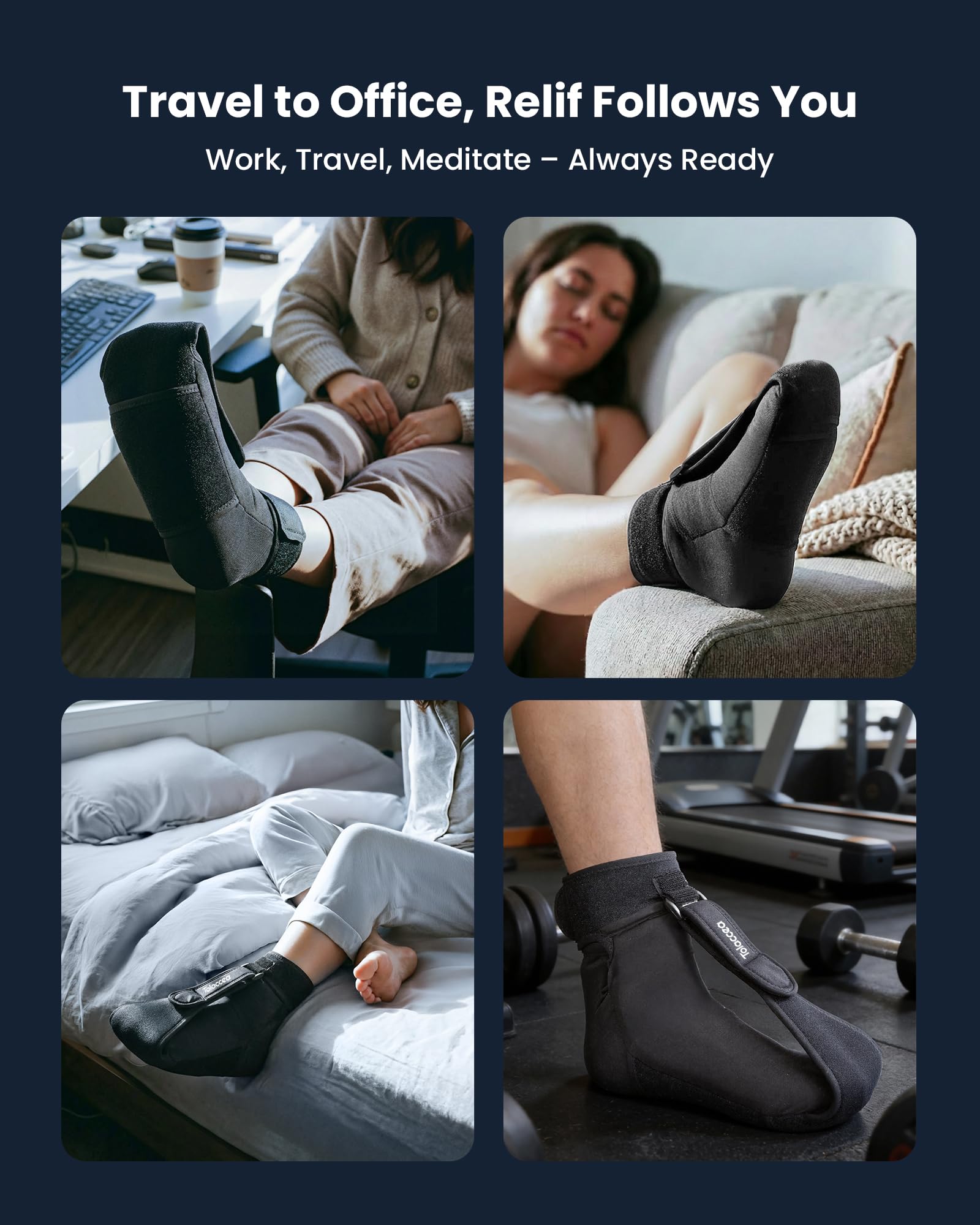 Tolaccea night-time splint supports rest and gentle therapy during sleep.