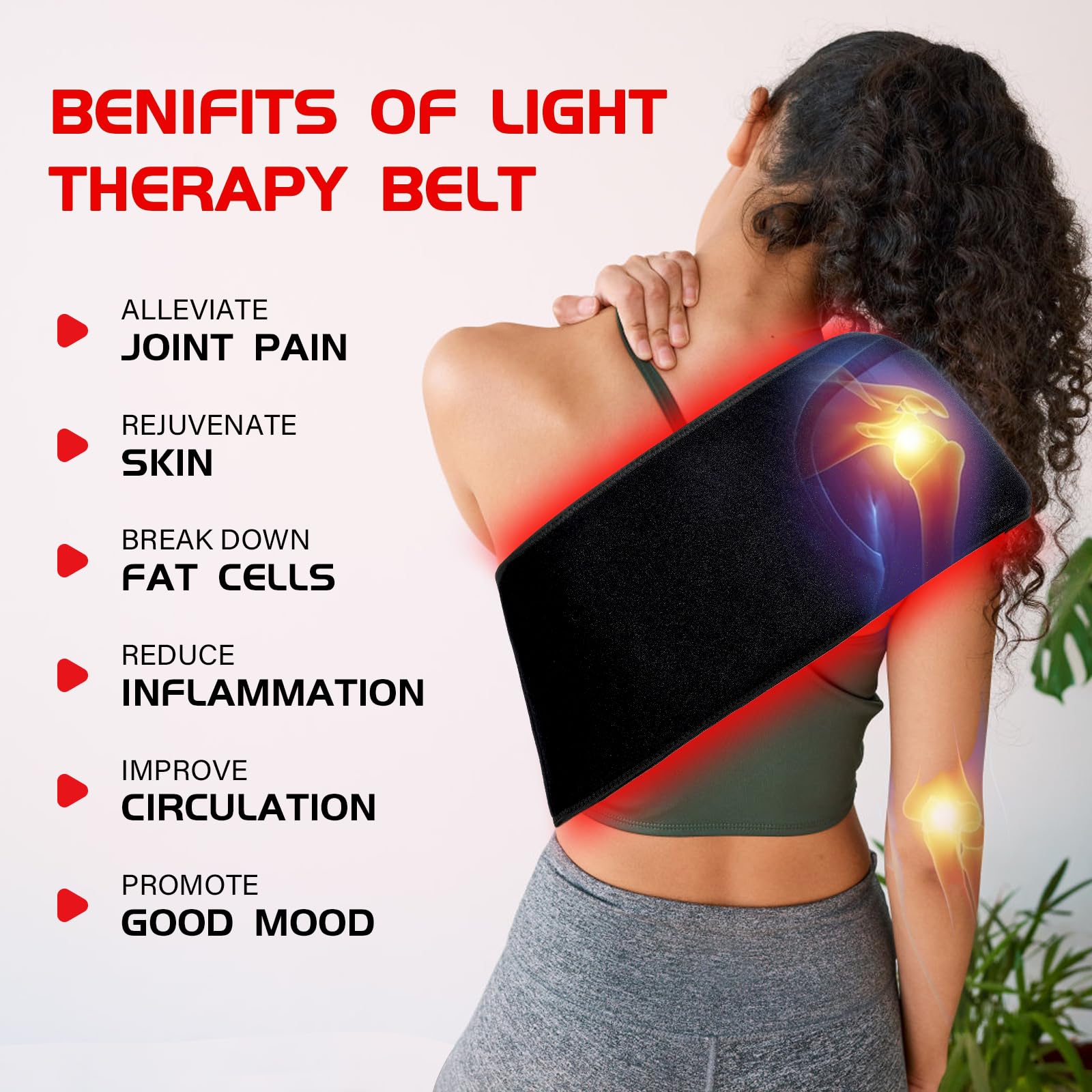 TOLOCO belt supports neck and shoulders with infrared warmth.